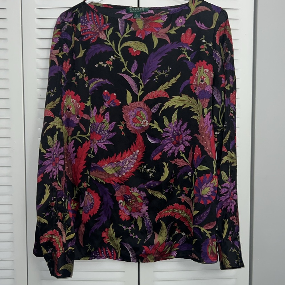 Lauren Ralph Lauren floral long sleeve silky blouse